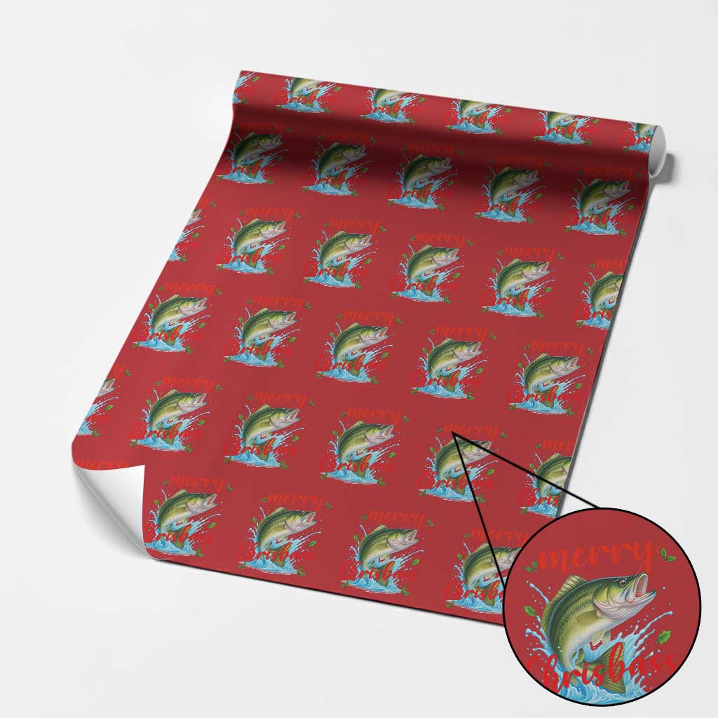 Bass Fish Christmas Wrapping Paper Roll Merry Chrisbass - Wonder Print Shop