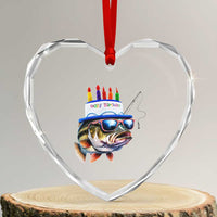 Bass Fishing Birthday Heart Crystal Glass Ornament Fish Party Theme