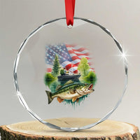 Bass Fishing Patriotic American Flag Crystal Glass Ornament - Wonder Print Shop