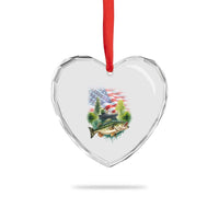 Bass Fishing Patriotic American Flag Heart Crystal Glass Ornament - Wonder Print Shop
