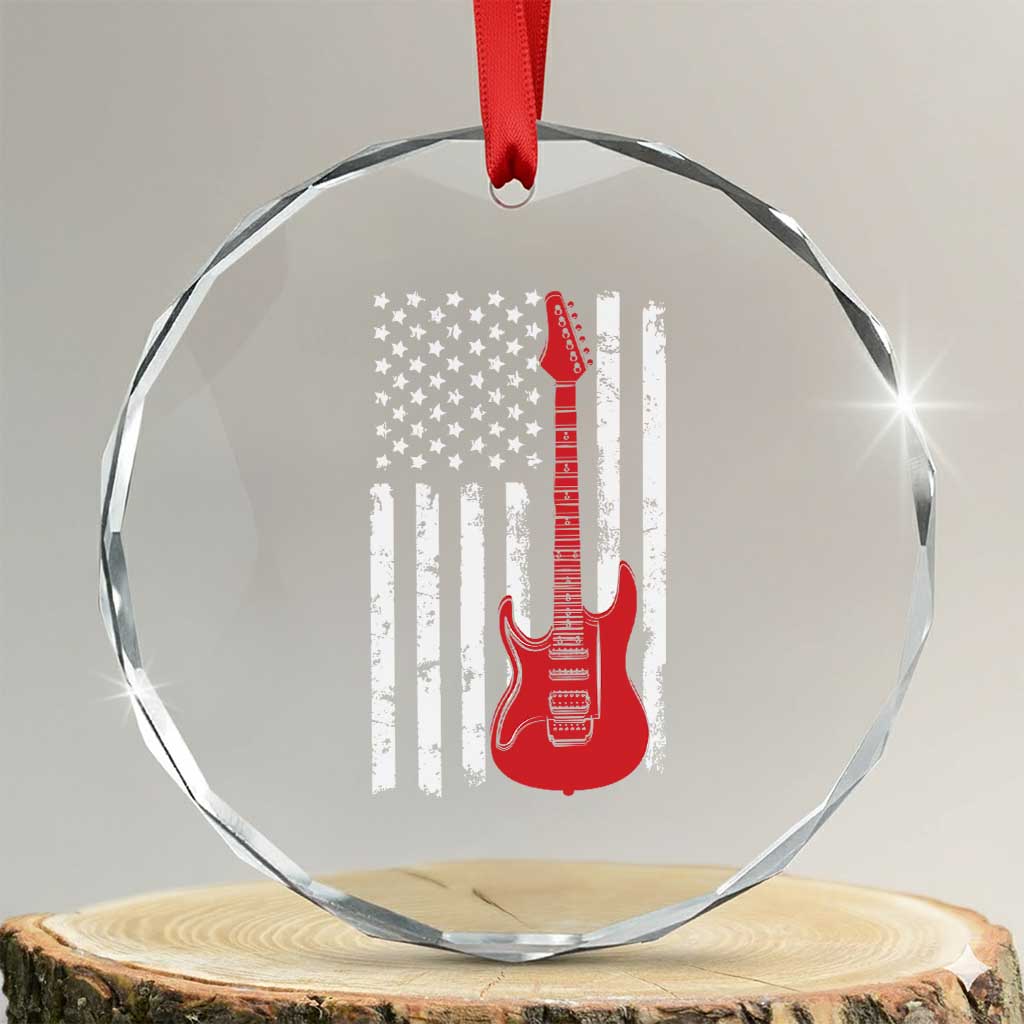 Bass Guitar Player Crystal Glass Ornament USA American Flag Musician Guitarist - Wonder Print Shop