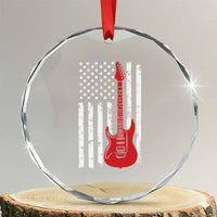 Bass Guitar Player Crystal Glass Ornament USA American Flag Musician Guitarist - Wonder Print Shop
