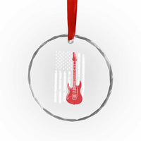 Bass Guitar Player Crystal Glass Ornament USA American Flag Musician Guitarist - Wonder Print Shop