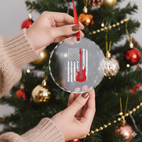 Bass Guitar Player Crystal Glass Ornament USA American Flag Musician Guitarist - Wonder Print Shop