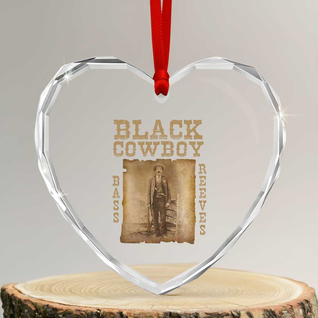 Bass Reeves Heart Crystal Glass Ornament Black Cowboy Western Legend Vintage - Wonder Print Shop