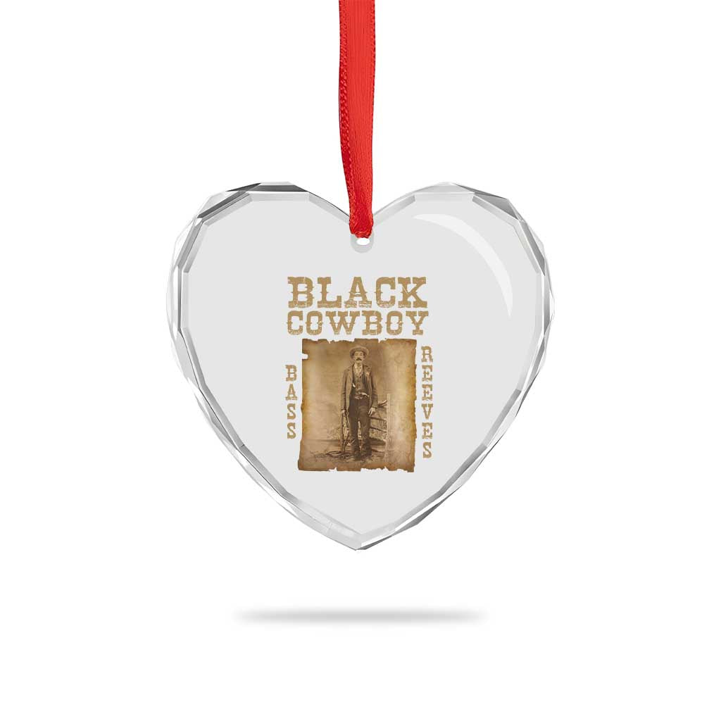 Bass Reeves Heart Crystal Glass Ornament Black Cowboy Western Legend Vintage - Wonder Print Shop