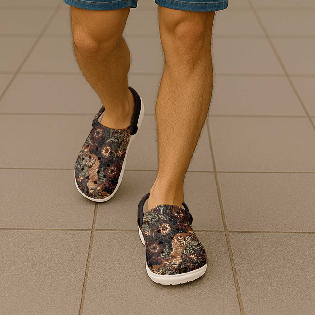 Batik Pedalaman Semen Lereng Style Clogs Shoes Indonesian Traditional Pattern