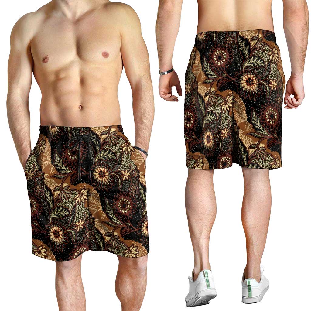 Batik Pedalaman Semen Lereng Style Shorts for Men Indonesian Traditional Pattern