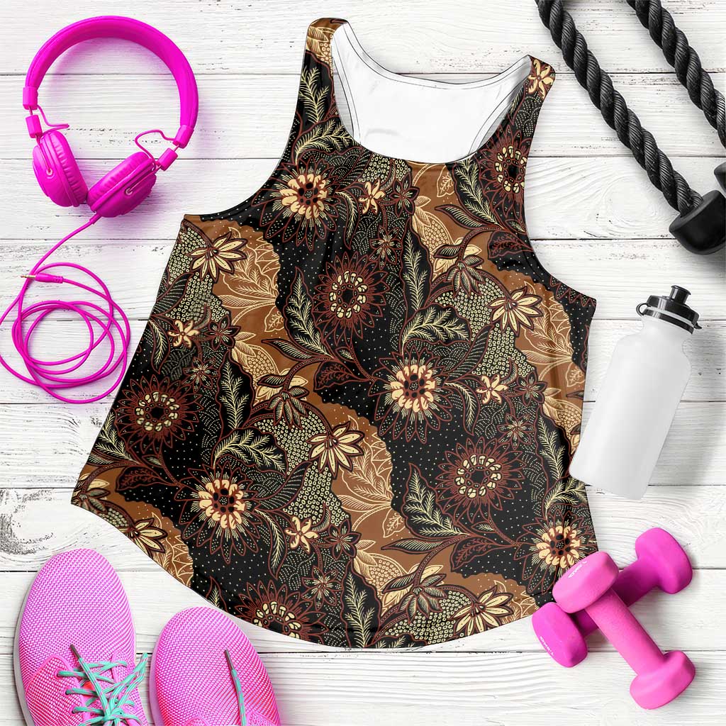 Batik Pedalaman Semen Lereng Style Women Racerback Tank Indonesian Traditional Pattern