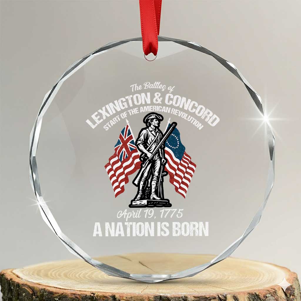 Battle of Lexington and Concord Crystal Glass Ornament American Revolution April 19 1775 Patriotic TS02