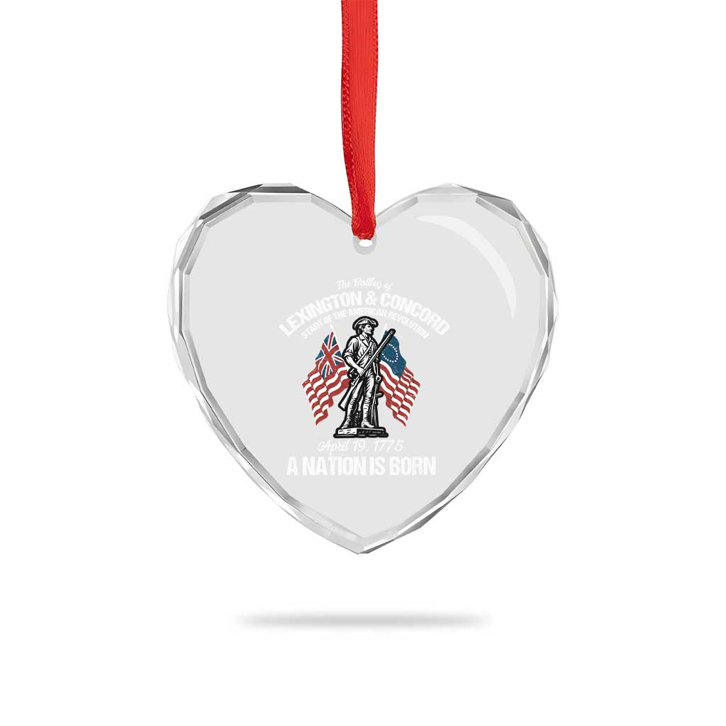 Battle of Lexington and Concord Heart Crystal Glass Ornament American Revolution April 19 1775 Patriotic - Wonder Print Shop