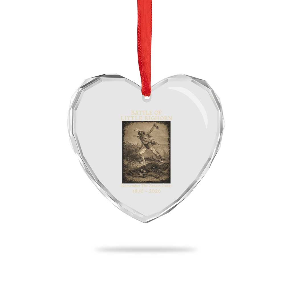Battle of Little Bighorn 150 Year Anniversary 1876 2026 Heart Crystal Glass Ornament Remember The Greasy Grass Native American