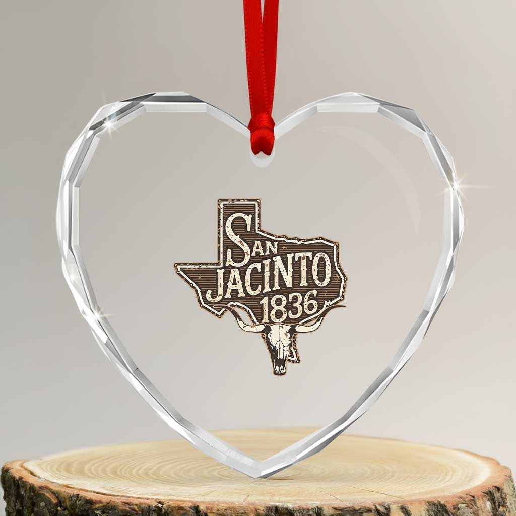 Battle of San Jacinto 1836 Texas History Independence Day Heart Crystal Glass Ornament
