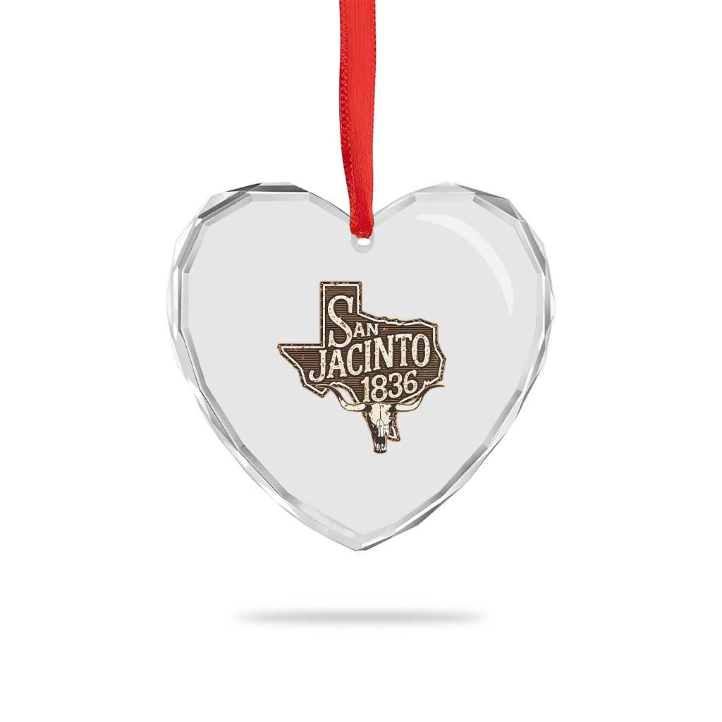 Battle of San Jacinto 1836 Texas History Independence Day Heart Crystal Glass Ornament