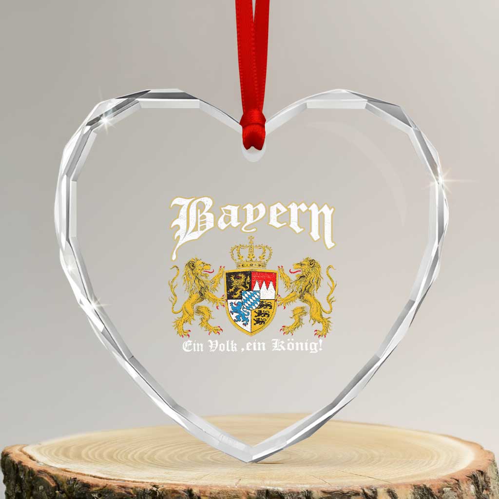Bavarian German Pride Heart Crystal Glass Ornament Bayern Ein Volk Ein Konig