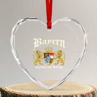 Bavarian German Pride Heart Crystal Glass Ornament Bayern Ein Volk Ein Konig