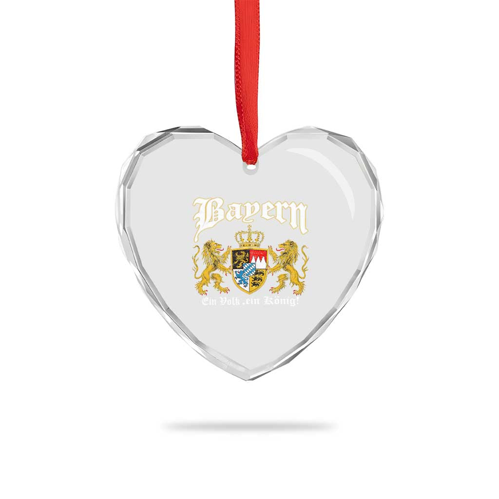 Bavarian German Pride Heart Crystal Glass Ornament Bayern Ein Volk Ein Konig