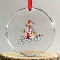 Bavarian Pin Up Girl Lausmadl Crystal Glass Ornament Oktoberfest Edelweiss Flowers TS02
