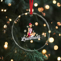Bavarian Pin Up Girl Lausmadl Crystal Glass Ornament Oktoberfest Edelweiss Flowers TS02