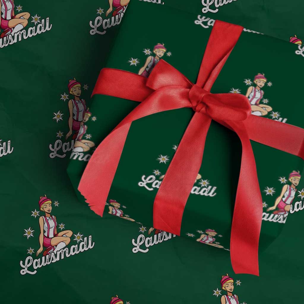 Bavarian Pin Up Girl Lausmadl Wrapping Paper Roll Oktoberfest Edelweiss Flowers - Wonder Print Shop