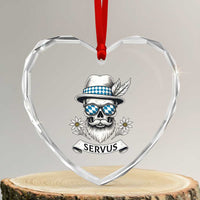 Bavarian Skull Servus Oktoberfest Heart Crystal Glass Ornament Cool Alpine Hat Tyrolean German Tradition Style - Wonder Print Shop