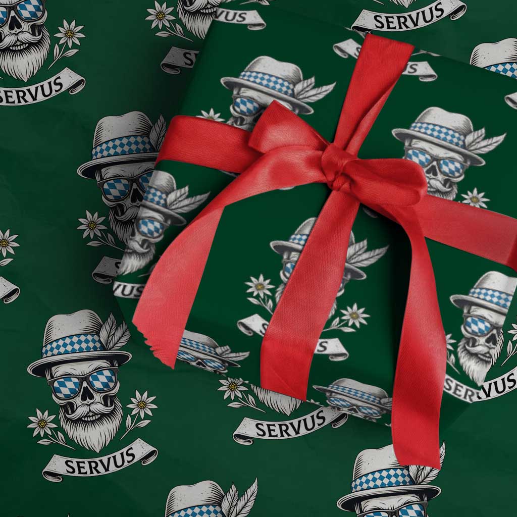 Bavarian Skull Servus Oktoberfest Wrapping Paper Roll Cool Alpine Hat Tyrolean German Tradition Style - Wonder Print Shop