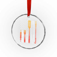 Bbq Smoker Crystal Glass Ornament Barbecue Chef Smoking Tools Grilling Pit Master USA Flag