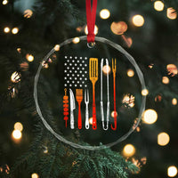 Bbq Smoker Crystal Glass Ornament Barbecue Chef Smoking Tools Grilling Pit Master USA Flag
