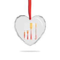 Bbq Smoker Heart Crystal Glass Ornament Barbecue Chef Smoking Tools Grilling Pit Master USA Flag