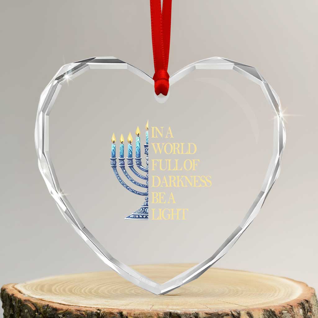 Be A Light Hanukkah Heart Crystal Glass Ornament - Wonder Print Shop