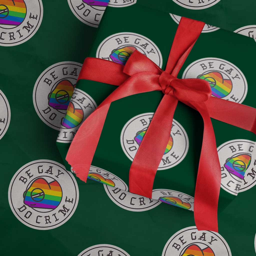 Be Gay Do Crime Rainbow Chameleon LGBTQ Pride Flag Wrapping Paper Roll - Wonder Print Shop