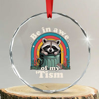 Be in Awe of My Tism Crystal Glass Ornament Funny Raccoon Autism Acceptance