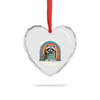 Be in Awe of My Tism Heart Crystal Glass Ornament Funny Raccoon Autism Acceptance