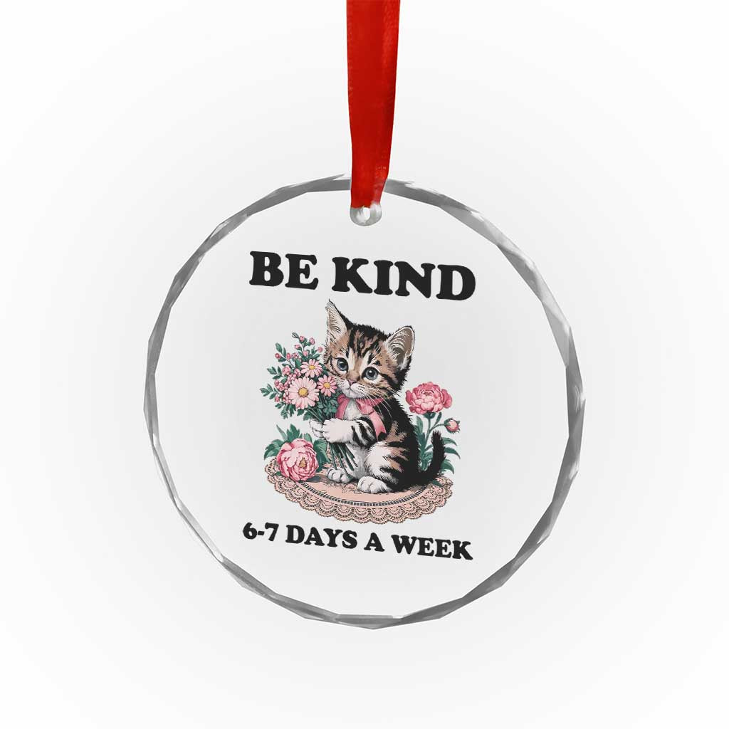 Be Kind 6 7 Days a Week Crystal Glass Ornament Funny Six Seven Cat Teacher Meme - Wonder Print Shop
