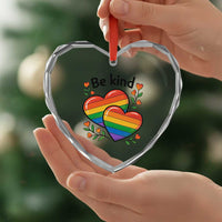 Be Kind Rainbow Heart Heart Crystal Glass Ornament Spread Kindness LGBTQ Love Pride Month - Wonder Print Shop