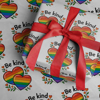 Be Kind Rainbow Heart Wrapping Paper Roll Spread Kindness LGBTQ Love Pride Month - Wonder Print Shop