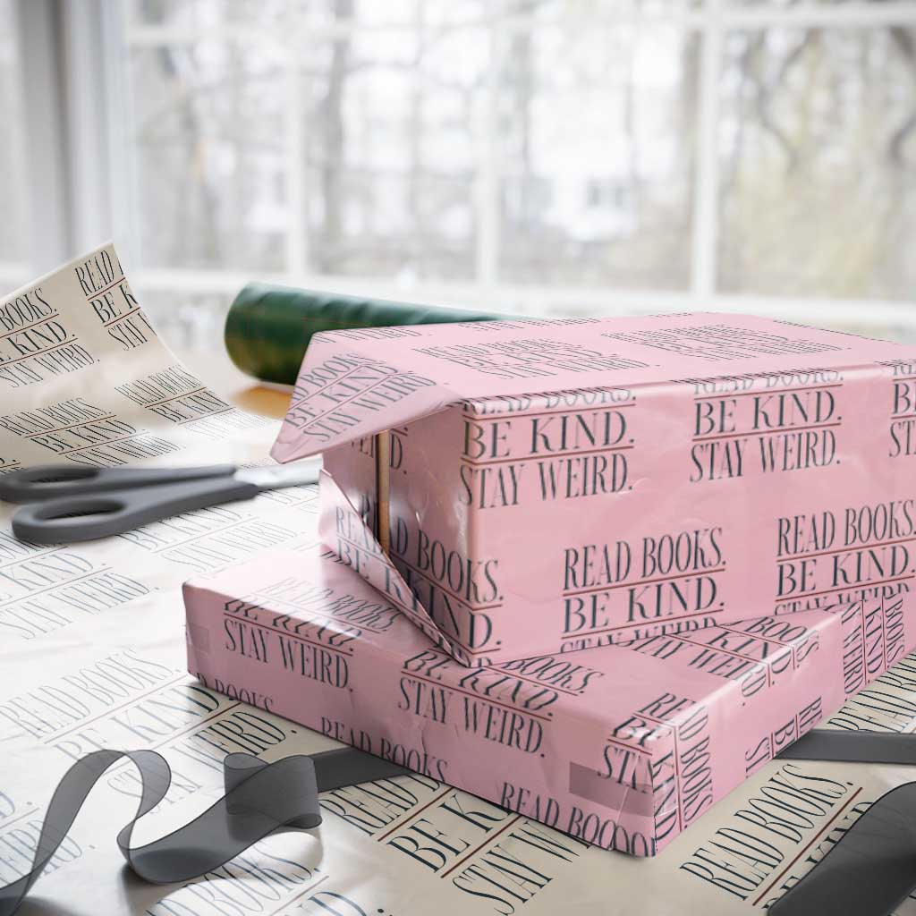 Be Kind Stay Weird Book Lover Wrapping Paper Roll Teacher Reading Books Gift