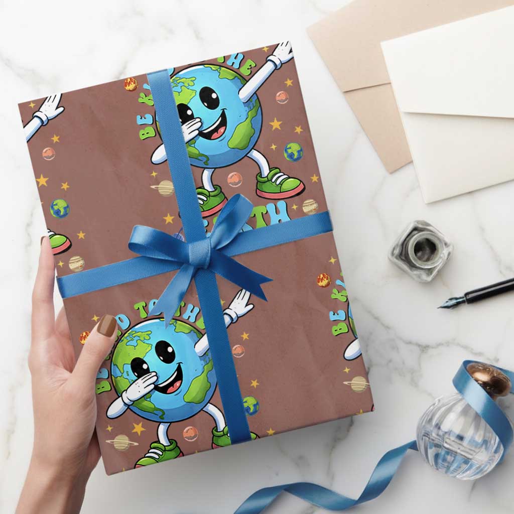 Be Kind To The Earth Wrapping Paper Roll Cute Environmental Awareness Earth Day
