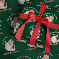 Be Nice To The Teacher Santa Is Watching Retro Groovy Christmas Wrapping Paper Roll