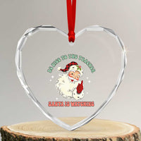 Be Nice To The Teacher Santa Is Watching Retro Groovy Christmas Heart Crystal Glass Ornament - Wonder Print Shop