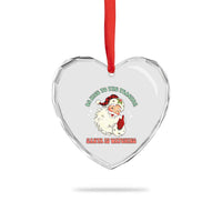 Be Nice To The Teacher Santa Is Watching Retro Groovy Christmas Heart Crystal Glass Ornament - Wonder Print Shop