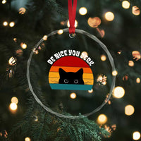 Be Nice You Jerk Crystal Glass Ornament Funny Cat Sarcastic Quote