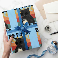 Be Nice You Jerk Wrapping Paper Roll Funny Black Cat Sarcastic Quote