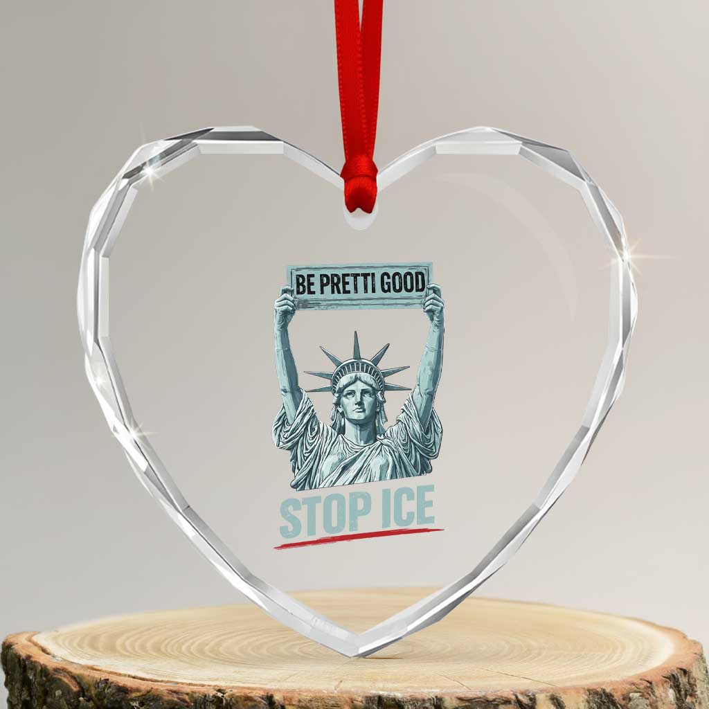 Be Pretti Good Stop Ice Heart Crystal Glass Ornament Statue Of Liberty Minneapolis Protest