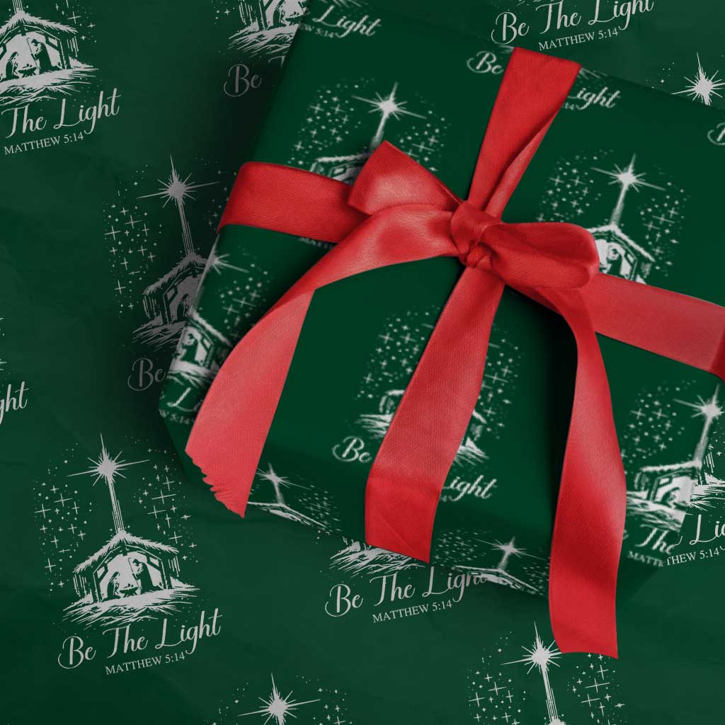 Be The Light Christian Christmas Wrapping Paper Roll Nativity Scene Bible Verse - Wonder Print Shop