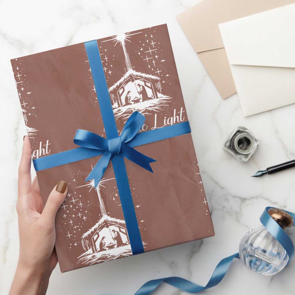 Be The Light Christian Christmas Wrapping Paper Roll Nativity Scene Bible Verse - Wonder Print Shop