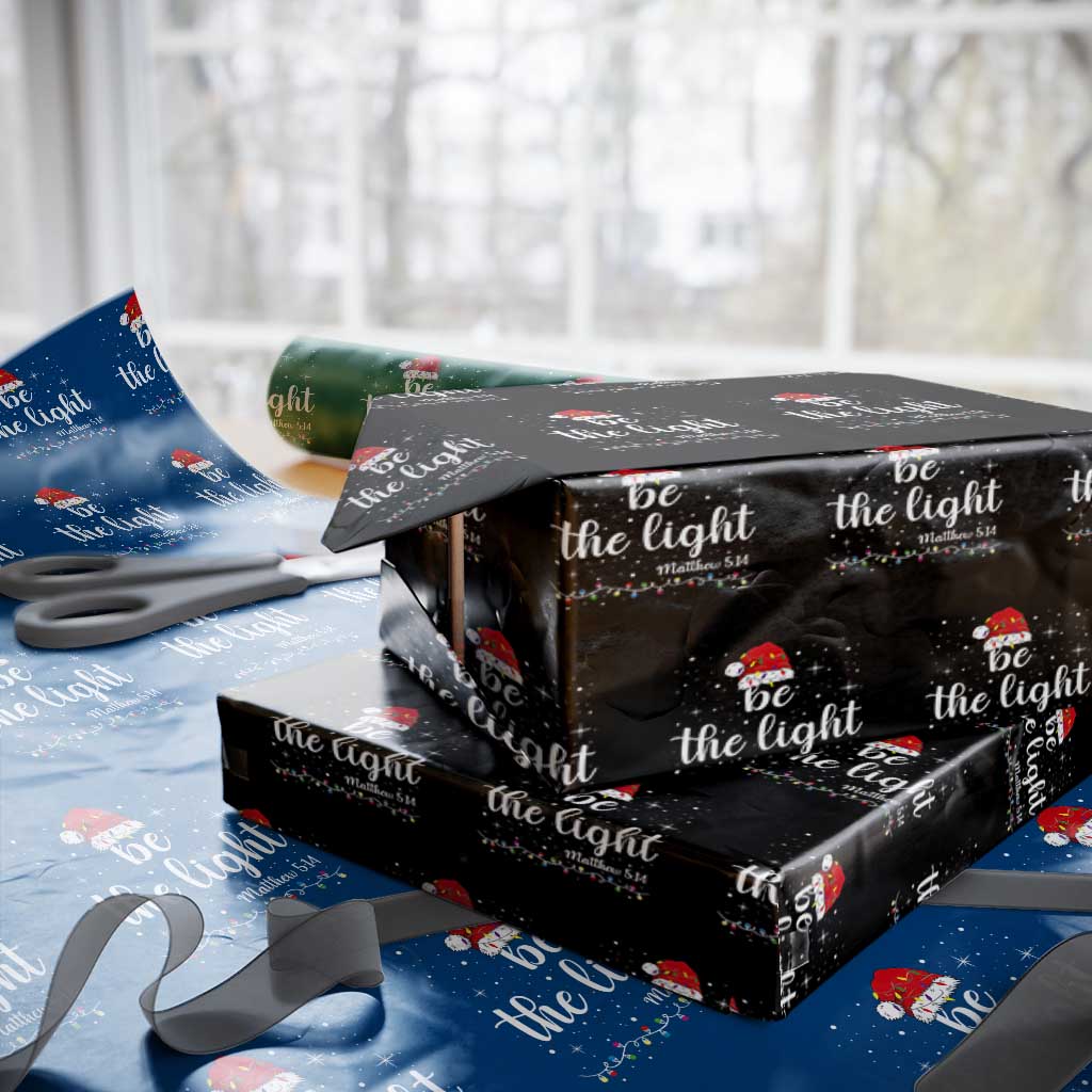 Be The Light Christmas Wrapping Paper Roll Christian Religious Bible Verse Santa Hat Pajama - Wonder Print Shop