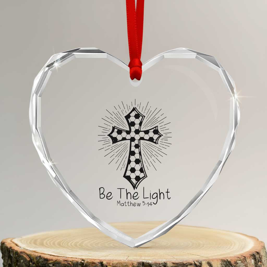 Be The Light Matthew 5 14 Heart Crystal Glass Ornament Christian Soccer Faith Gift
