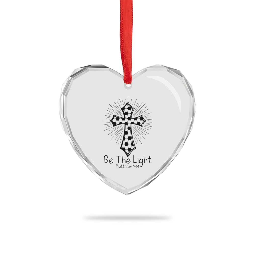 Be The Light Matthew 5 14 Heart Crystal Glass Ornament Christian Soccer Faith Gift