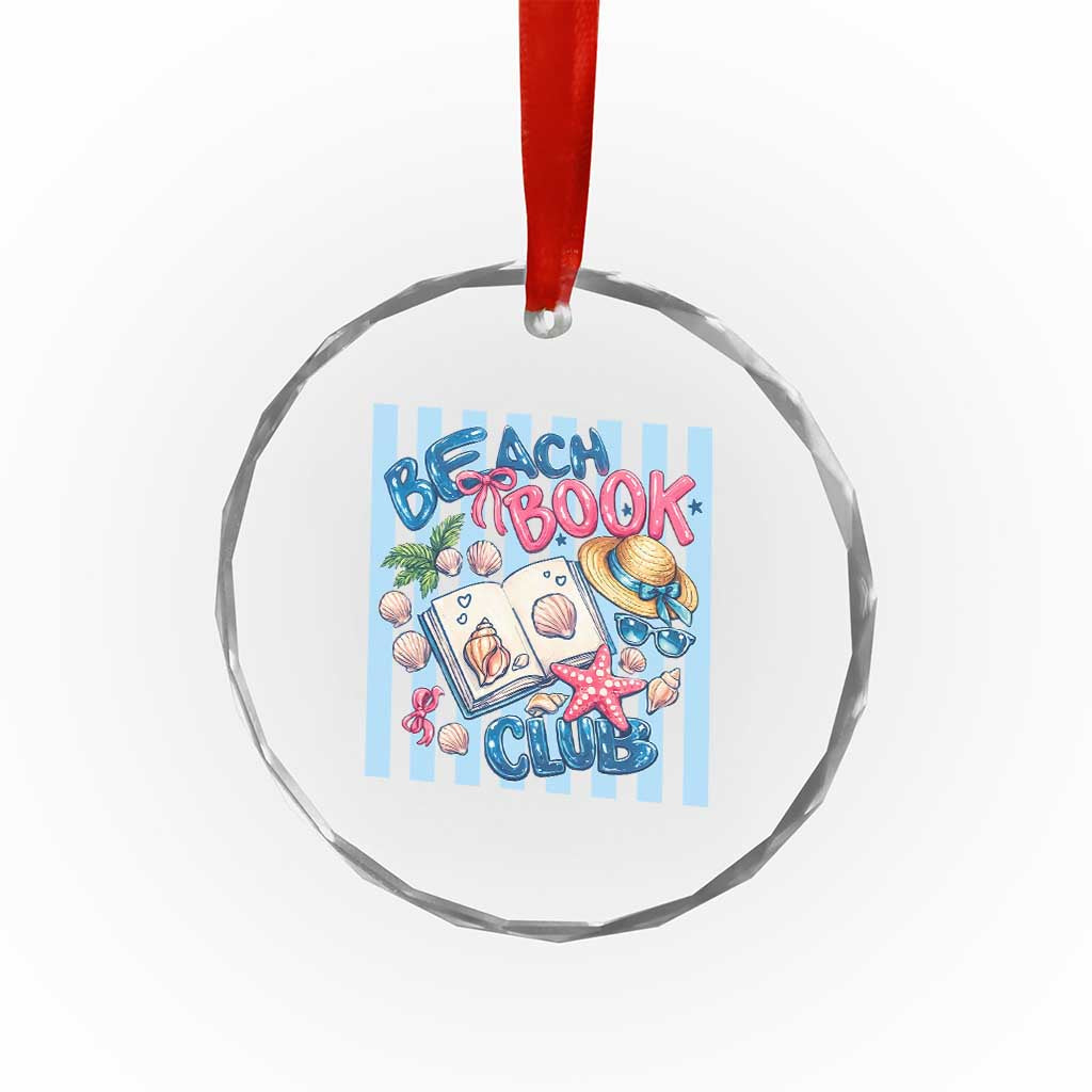 Beach Book Club Crystal Glass Ornament Bookworm Summer Vacation Graphic